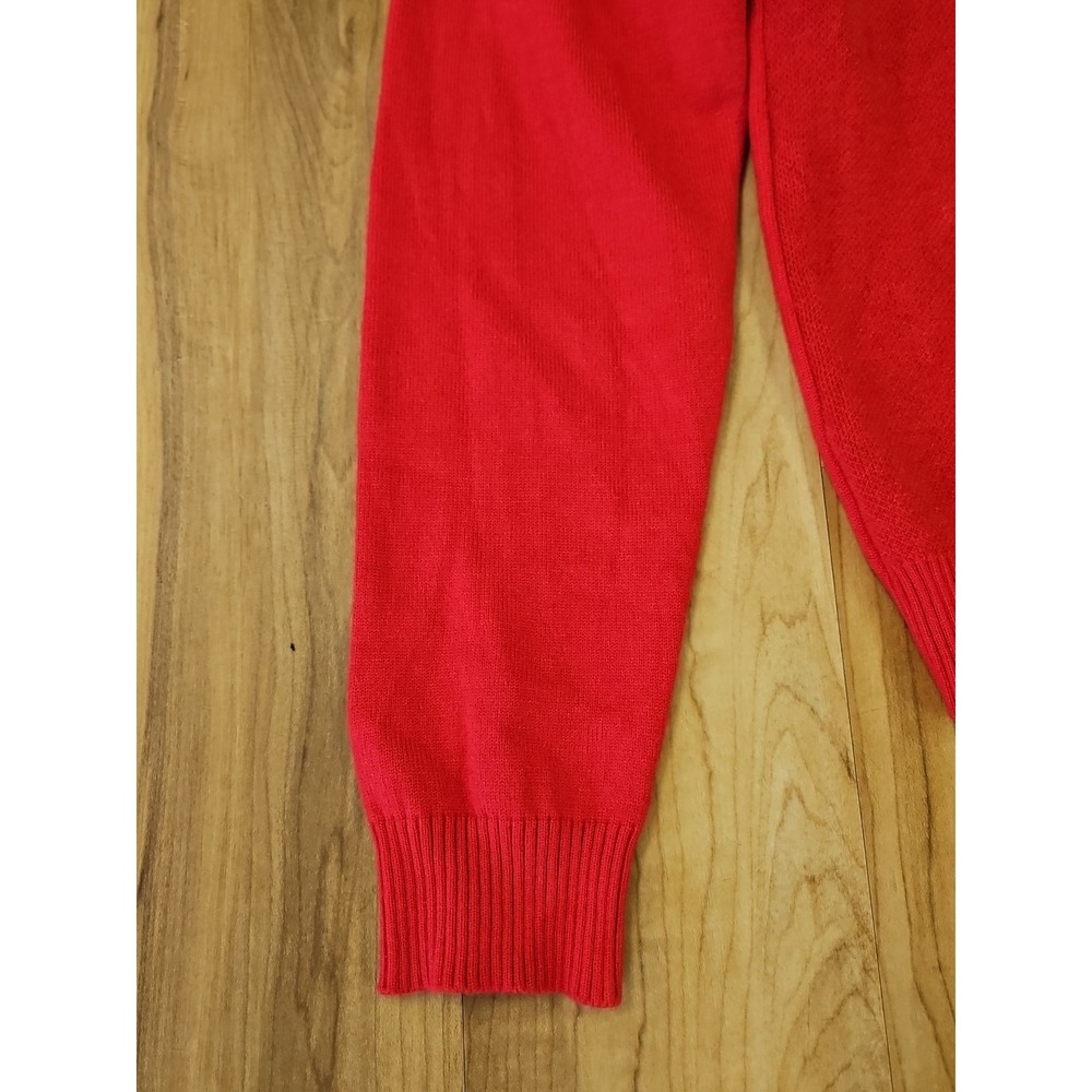 Dee Elly Women's Size Small Red Smiley Face Knit Long-sleeve Sweater - Picture 3 of 8